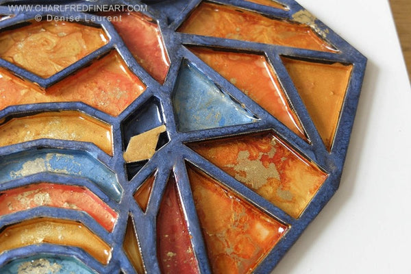Elephant Head resin animal art detail painting by Denise Laurent