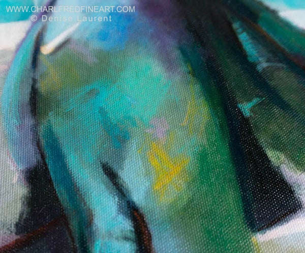 Metroland St. Pancras Railway Station London, detail of cityscape painting.