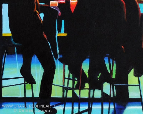 Sky Garden London, detail of cityscape painting by Denise Laurent