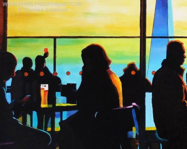 Sky Garden Acrylic cityscape painting detail by Denise Laurent