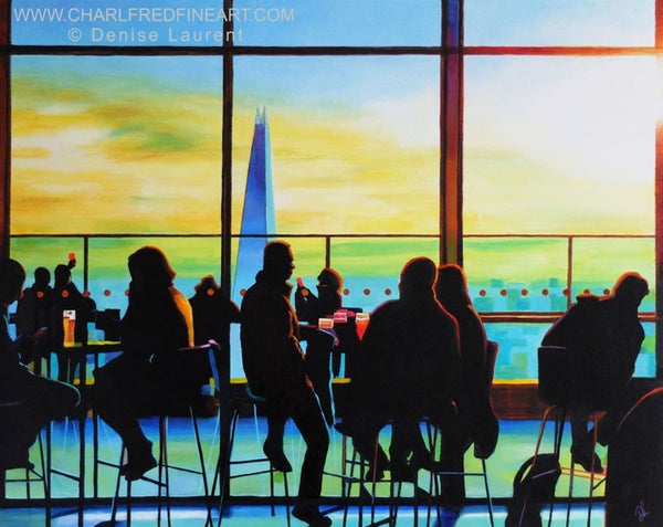 Sky Garden London cityscape painting by Denise Laurent