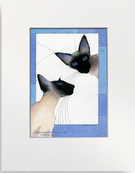 Love Siamese Seal Point cat art painting by Marian Forster.