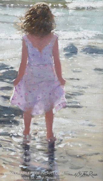 Bright Waves figurative art beach painting by Nicholas St. John Rosse