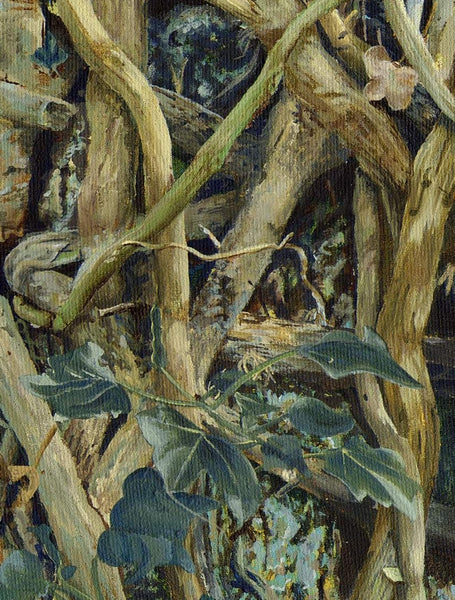 Old and New ivy plant wall art Acrylic flower painting detail artist carole gaylard