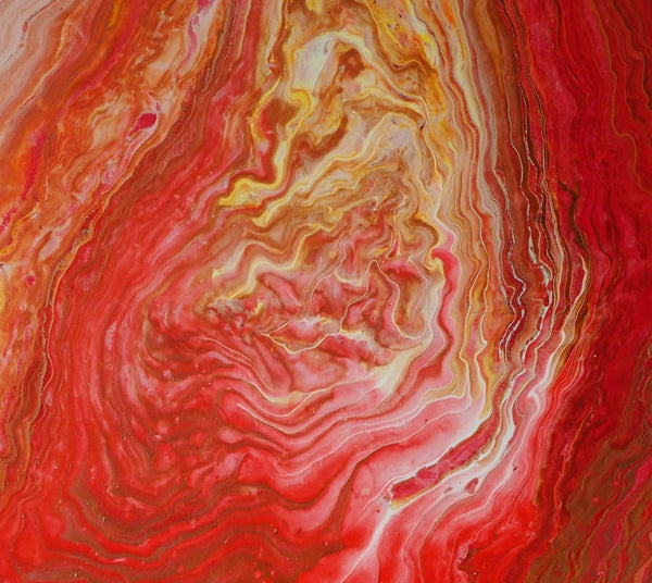 Rhapsody in Red abstract art acrylic pour modern canvas painting artist C. Gaylard.