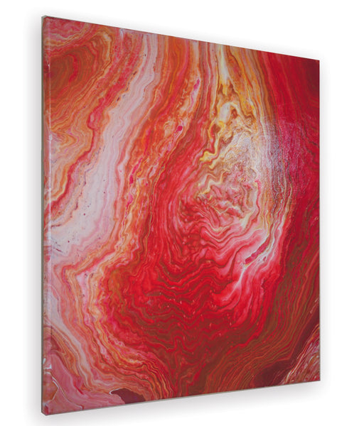 Rhapsody in Red abstract art acrylic pour modern canvas painting detail artist Carole Gaylard.