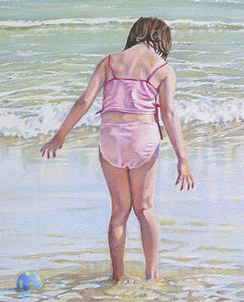 Lost Ball nautical art beach painting by artist Sara Butt