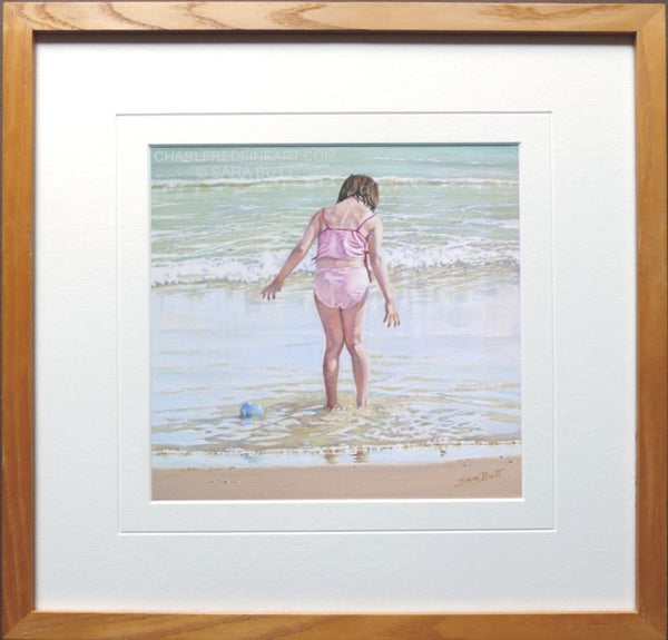 Lost Ball nautical art framed beach painting.