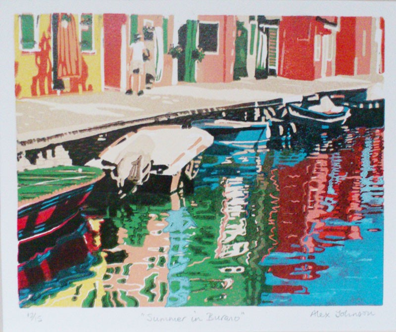 'Summer in Burano' Linocut - Nautical Art