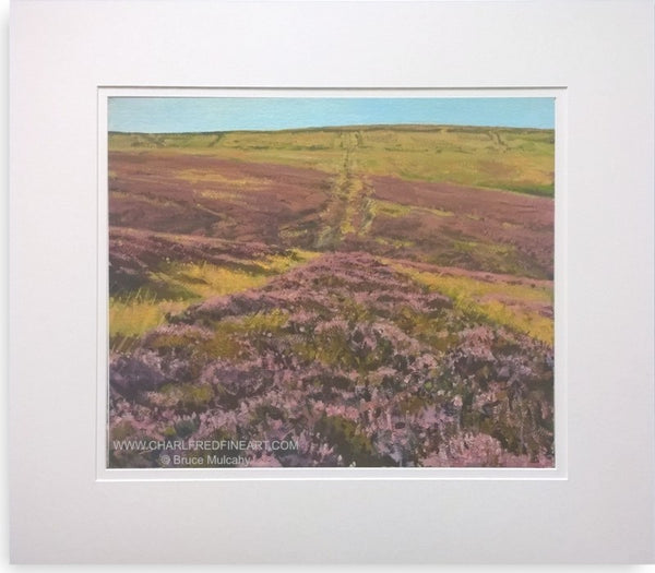 Moorland Heather mounted landscape painting by Bruce Mulcahy R.S.M.A