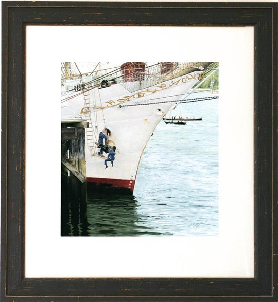 Dar Mlodziezy tall ship framed nautical art figurative painting artist Jacqueline Gaylard.