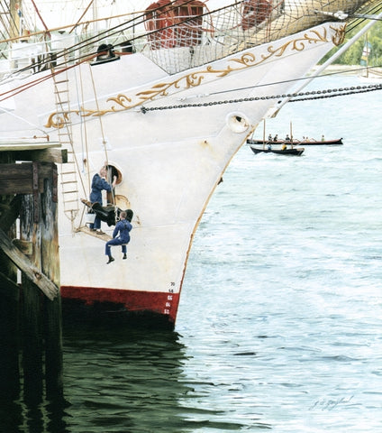 Dar Mlodziezy tall ship nautical art figurative painting artist Jacqueline Gaylard.