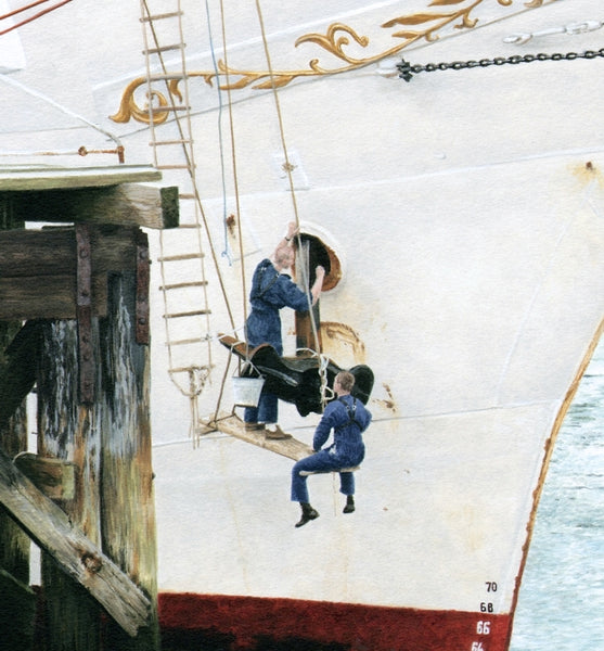Dar Mlodziezy tall ship nautical art figurative painting detail artist Jacqueline Gaylard.