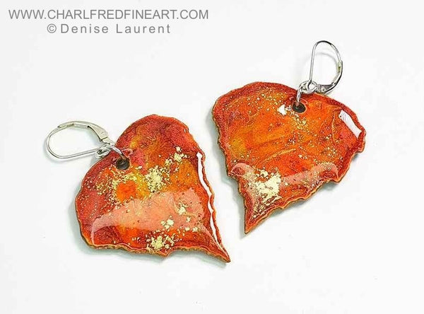 Silver Birch leaf dangle earrings by Denise Laurent