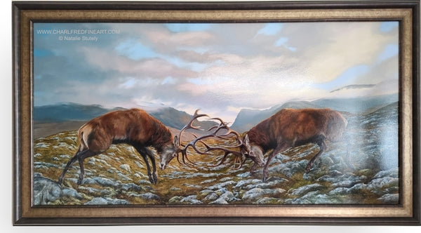 natalie-stutely-the-battle-within-red-deer-stags-animal-art-oil-framed