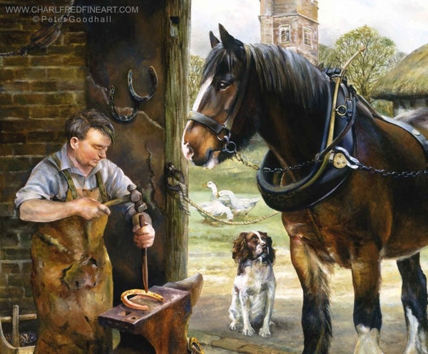 Inside The Smithy figurative art print by Peter Goodhall.