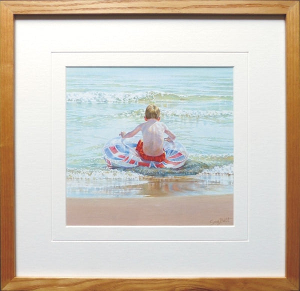 British Coast nautical art framed beach painting.