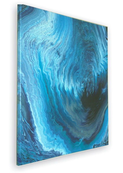 True Blue abstract art acrylic pour modern canvas painting artist Carole Gaylard.