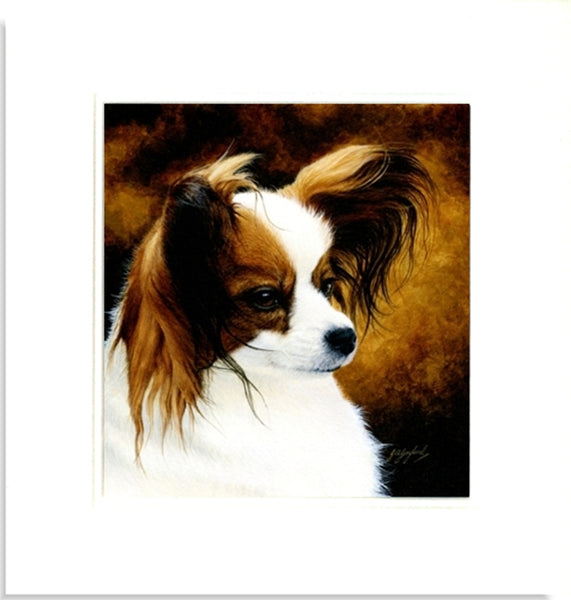 Lady Papillon toy spaniel dog mounted animal art painting by Jacqueline Gaylard.